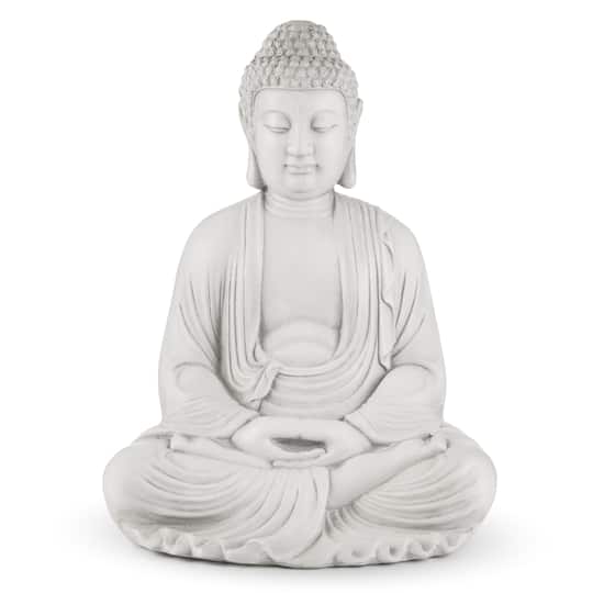 Glitzhome® 22.75" White MGO Meditating Buddha Statue